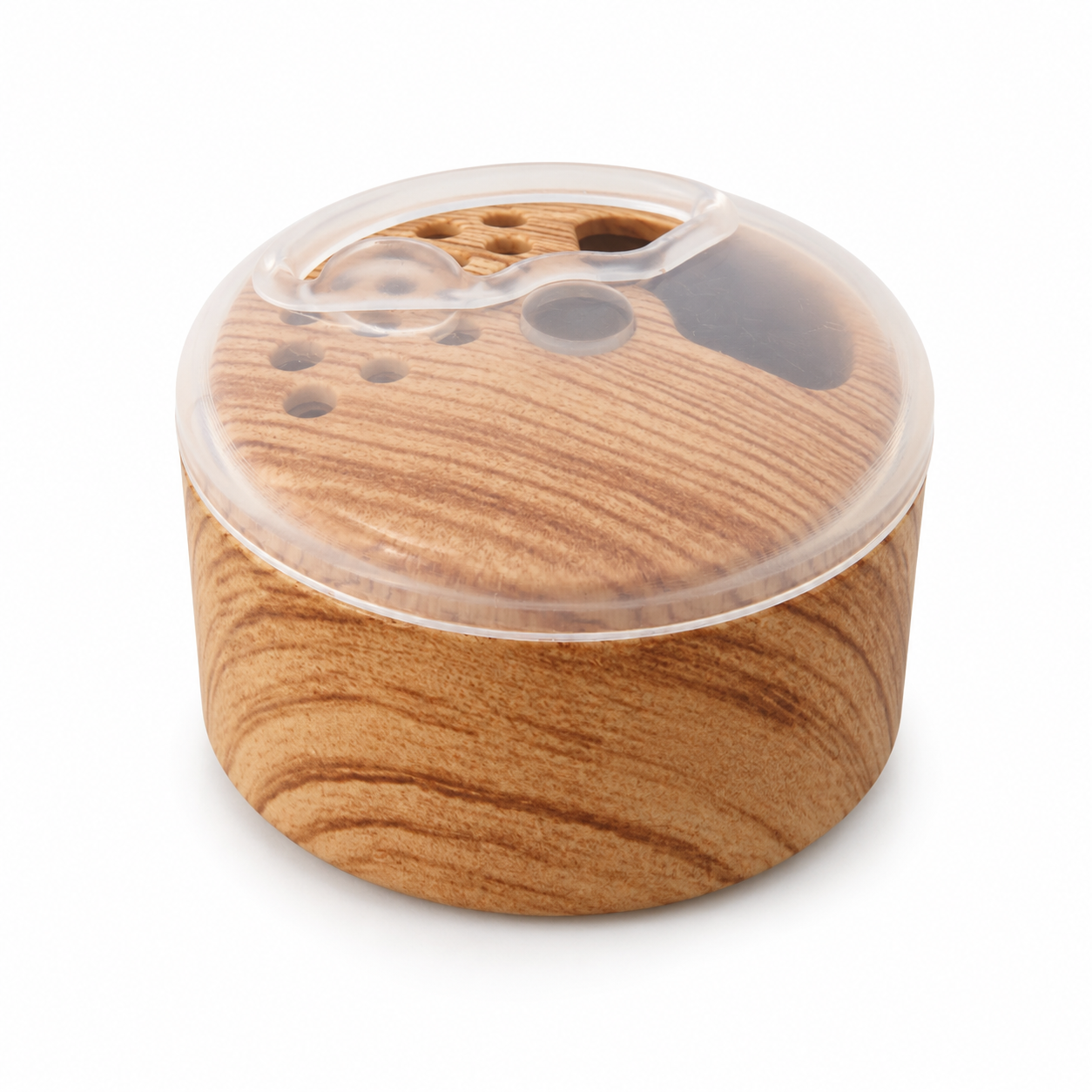 B-SAFE dual-opening shaker cap with wood-finish body